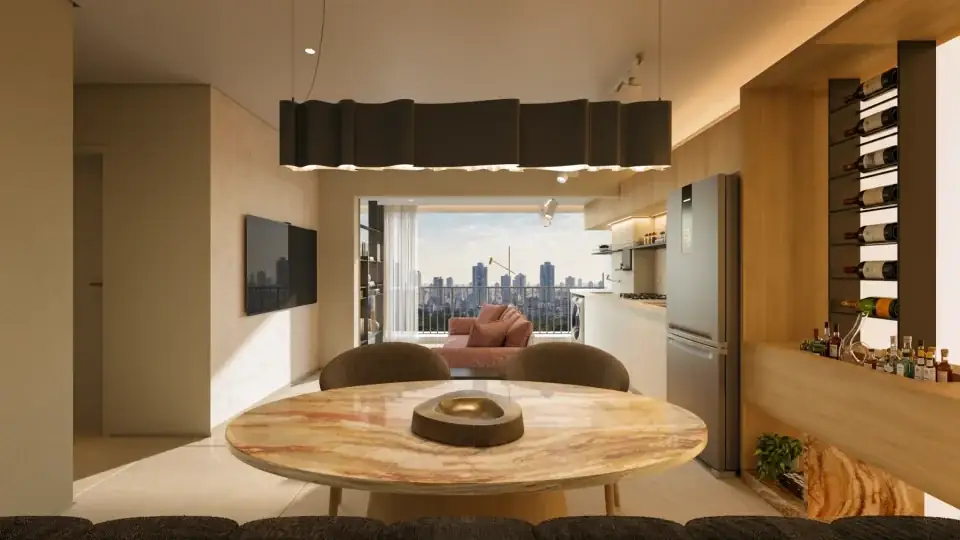 Living do apartamento de 58 m² do Berti55