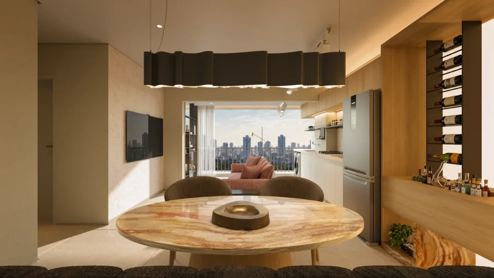 Living do apartamento de 58 m² do Berti55